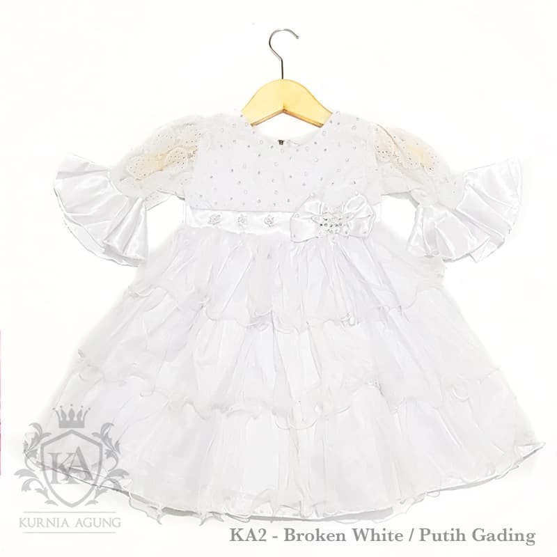 Dress Anak Perempuan 10 sampai 12 Tahun Import Korea Baju Anak Warna Putih Bahan Tile Tulle Soft Premium KA2