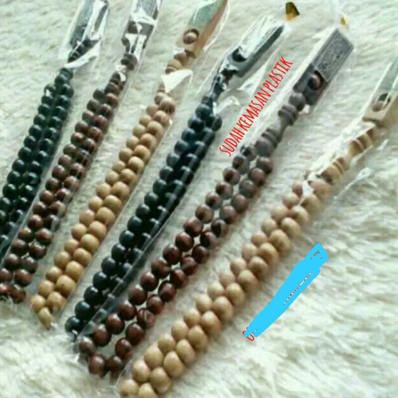 souvenir tasbih kayu 33 butir/kemasan plastik/cocok buat ibadah dan hadiah
