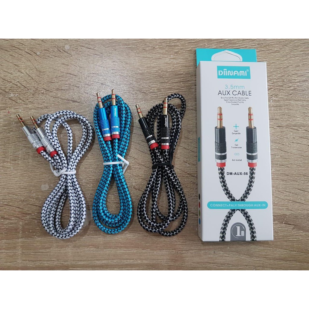 BM104 DIINAMI KABEL CABLE AUX AUDIO 1 KE 1 JACK 3.5MM TO 3.5MM BAHAN TALI SEPATU SEKUAT BAJA 1 DAN 2 METER