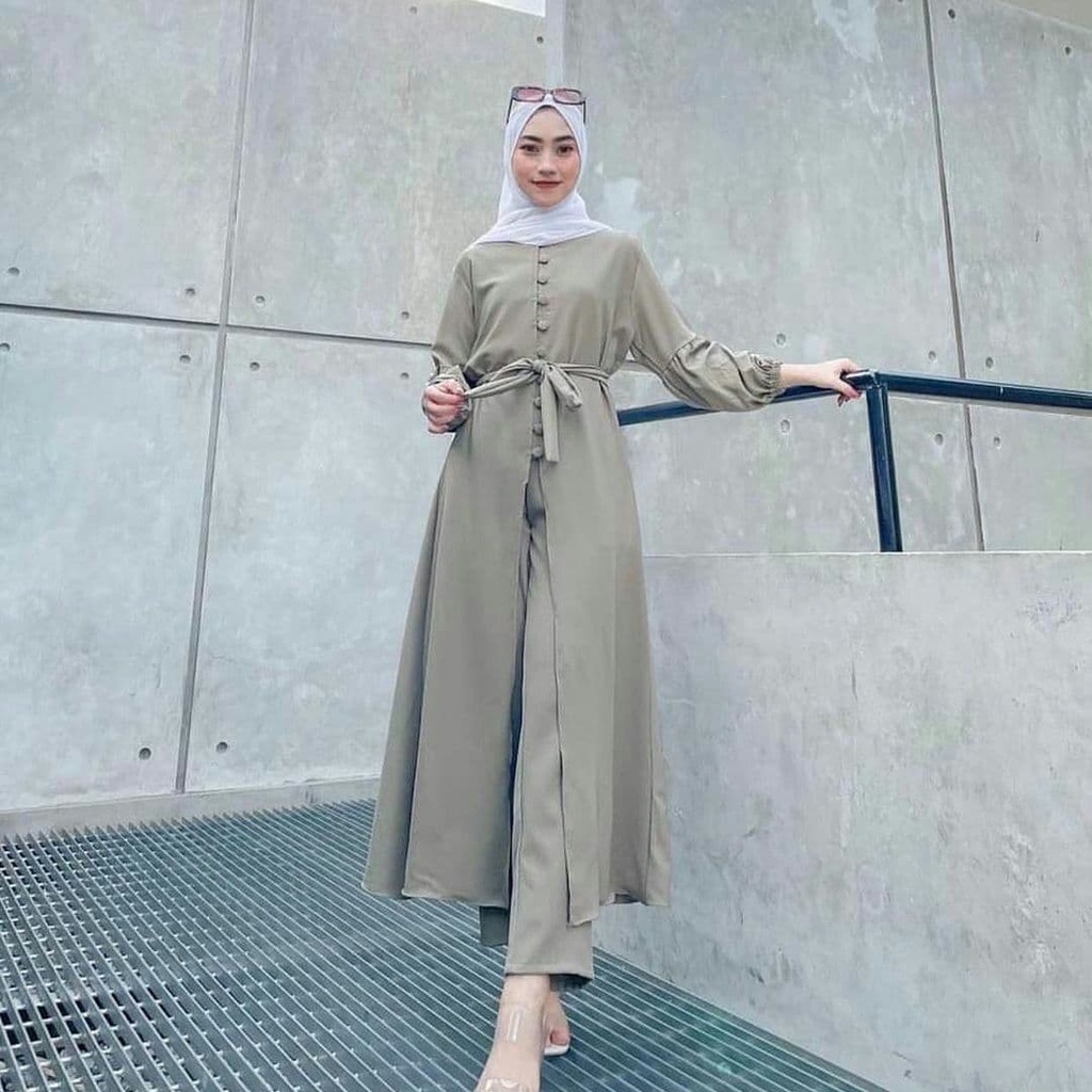 Anisa Set I Baju Outer Maxy Lebaran Terbaru Kondangan Terlaris Kekinian Gaun Pesta Baju Dress  Busana Wanita Muslim Syari Busui Abaya Premium Fashion Murah Mukena Original Best Seller Flash Sale Shopee Promo Lebay Racun Shopee Cod-2