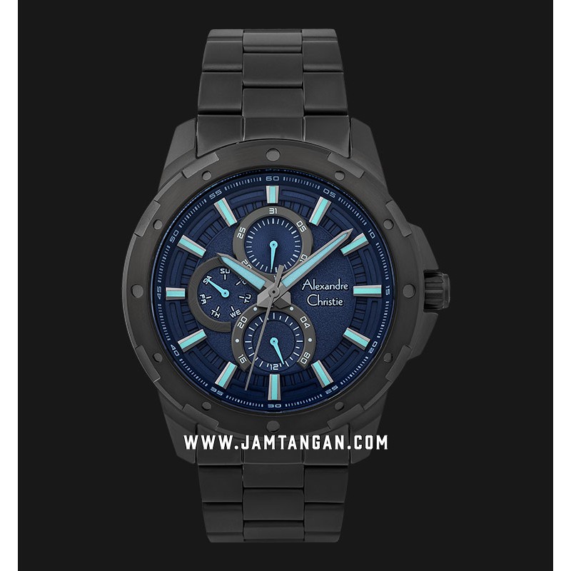Alexandre Christie AC 6538 MF BIPBU Men Blue Dial Black Stainless Steel Strap