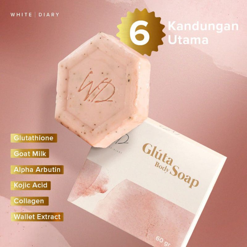 [ READY STOCK ] WHITE DIARY | GLUTA COLLAGEN SOAP BY WHITE DIARY ( BPOM ) | SABUN BADAN MENCERAHKAN