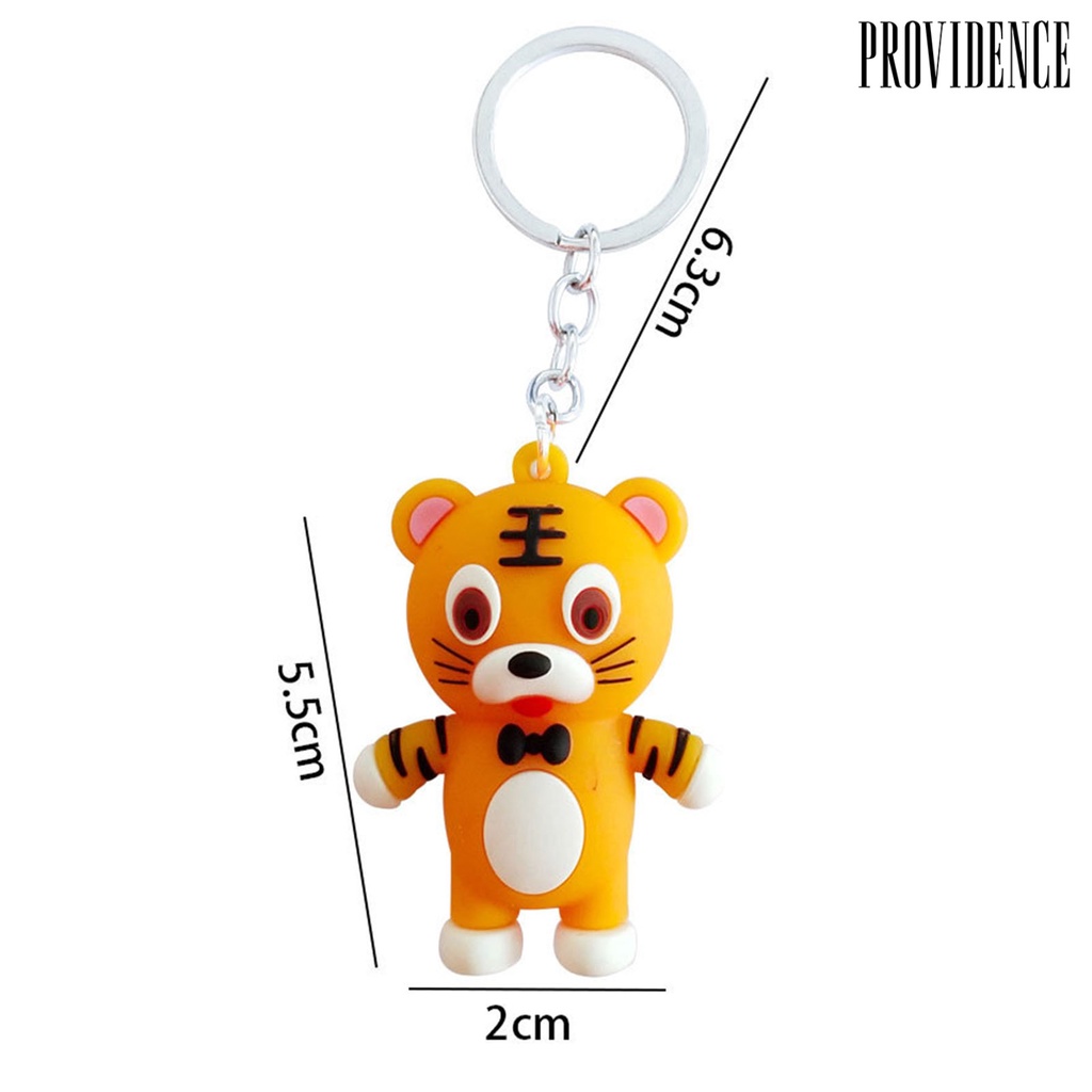 Providence 2pcs Gantungan Kunci Bentuk Kartun Harimau Bahan Metal