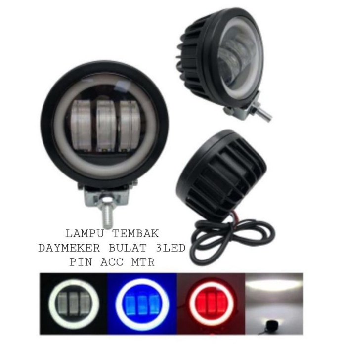 lampu depan tembak bulat flash model 3 led daymeker ring mini universal