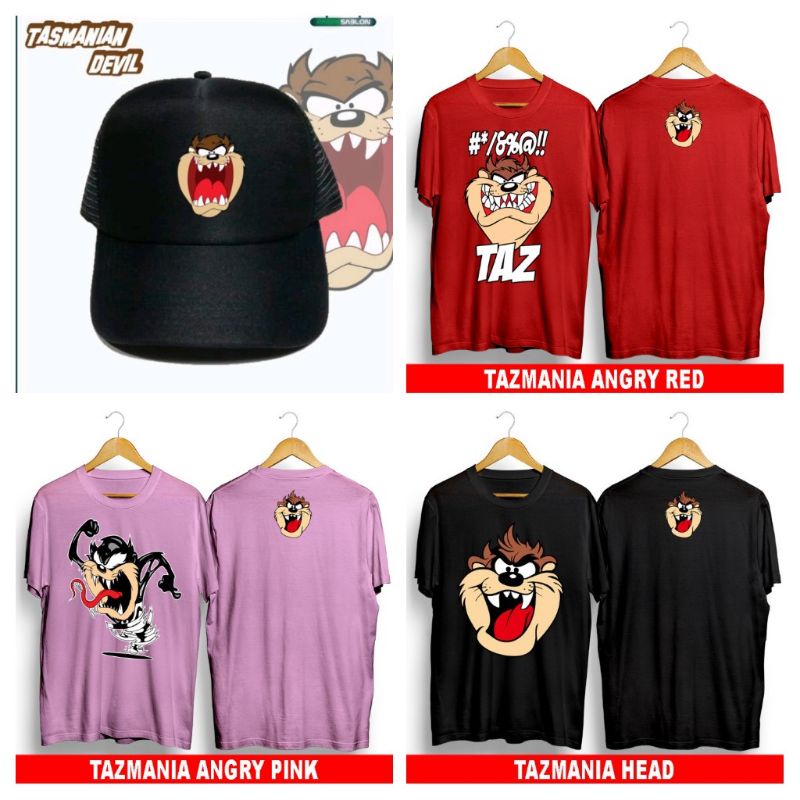 T-shirt Baju Kaos Distro Kartun  Kaos  Tazmania Angry Red Tazmania Angry Pink   Kaos Tazmania Head  