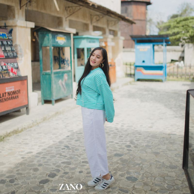 ZANO BASICS Sweater Crop Salur Turquaise Green