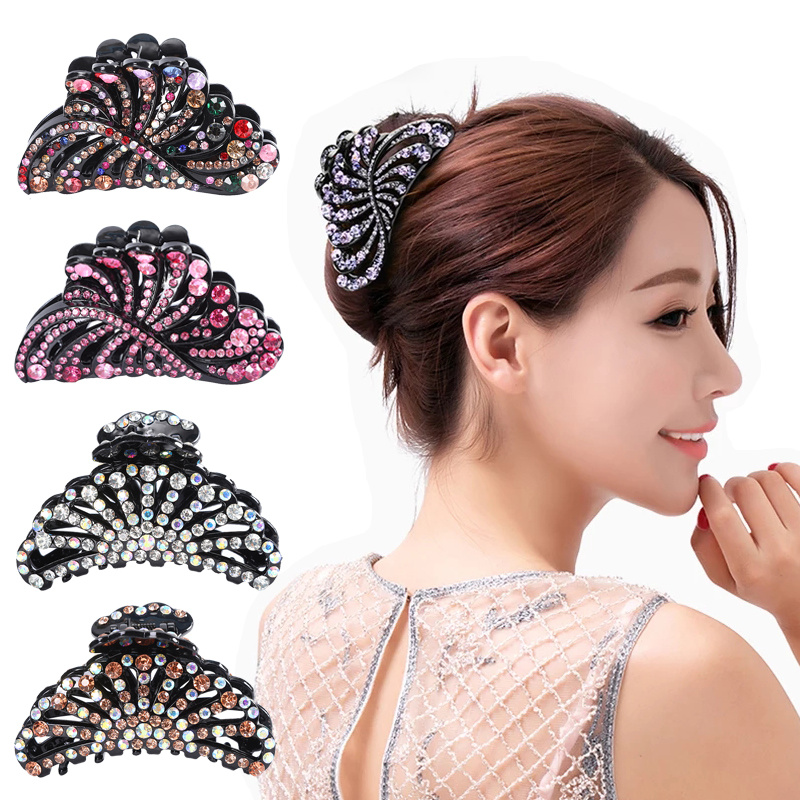 Korean New Rhinestone Hairpin Crystal Ponytail Hair Clip Women Fashion Wild Hair Accessories