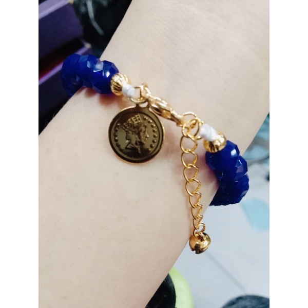 gelang kristal kombinasi lapis emas//Gelanh wanita//gelang kristal