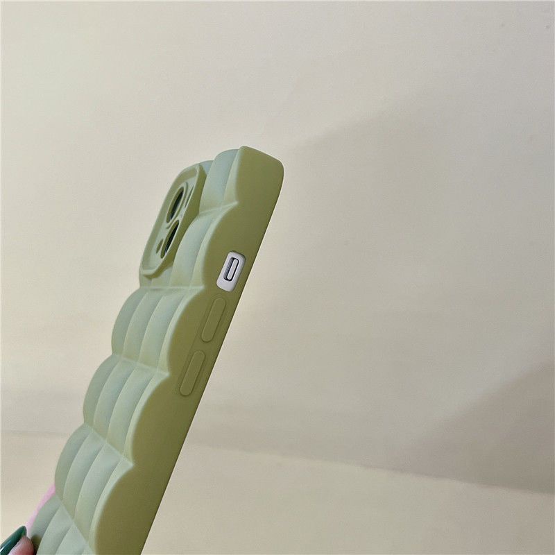 Case Desain Waffle Warna Hijau Olive Untuk iPhone 12 13 14 11 Pro Max X Xs Max Xr ejhg