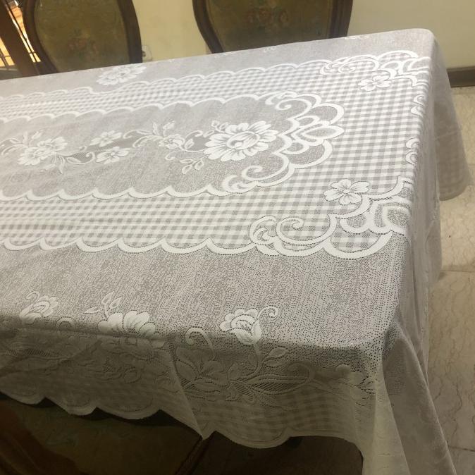 ✨BISA COD✨ taplak meja makan kain - Putih