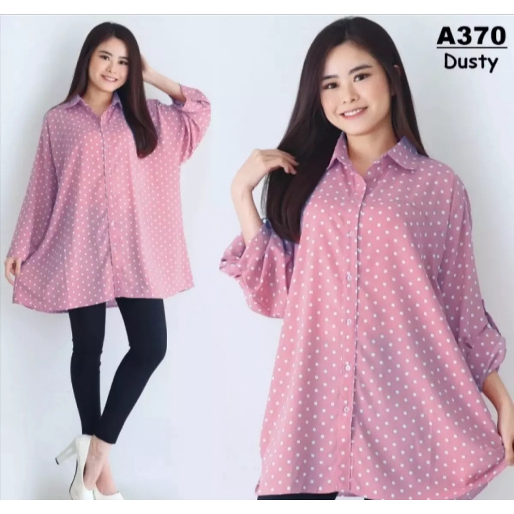 Kemeja Polkadot Jumbo 3XL LD 120 Kemeja Kerja Kemeja Kasual Kemeja Murah Kemeja Formal Kemeja Wanita