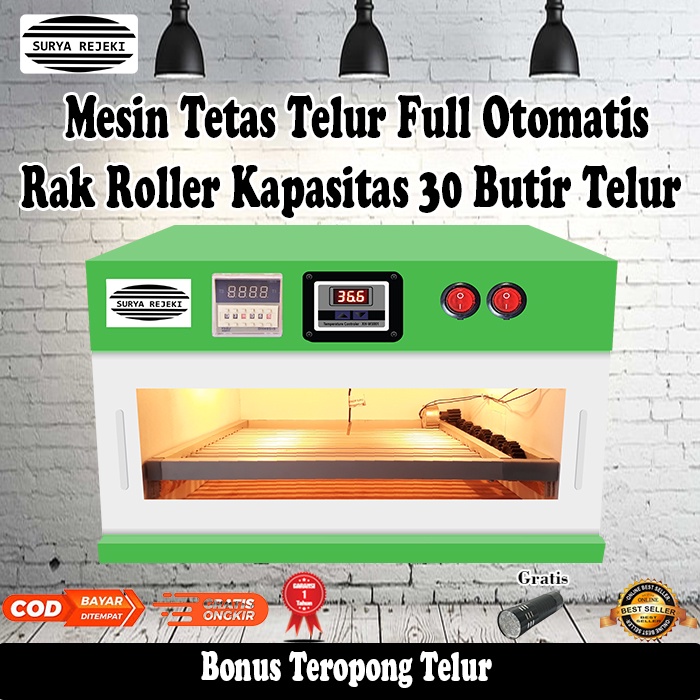 Mesin Tetas Telur Full Otomatis / mesin penetas telur otomatis Kap 30 Telur Rak Roller