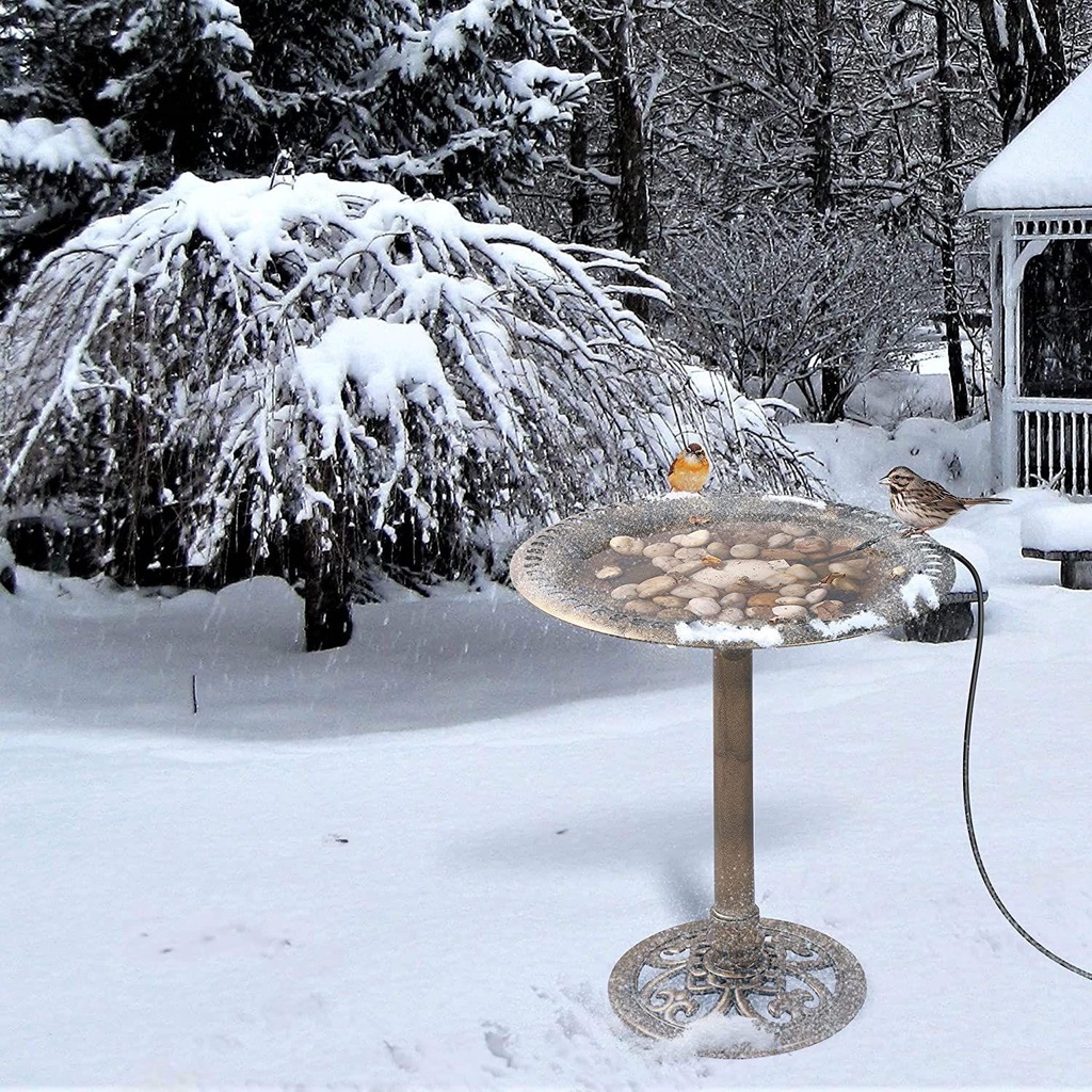 Solighter Bird Bath De-icer Pemanas Halaman Teras Aluminium Base Birdbath Deicer