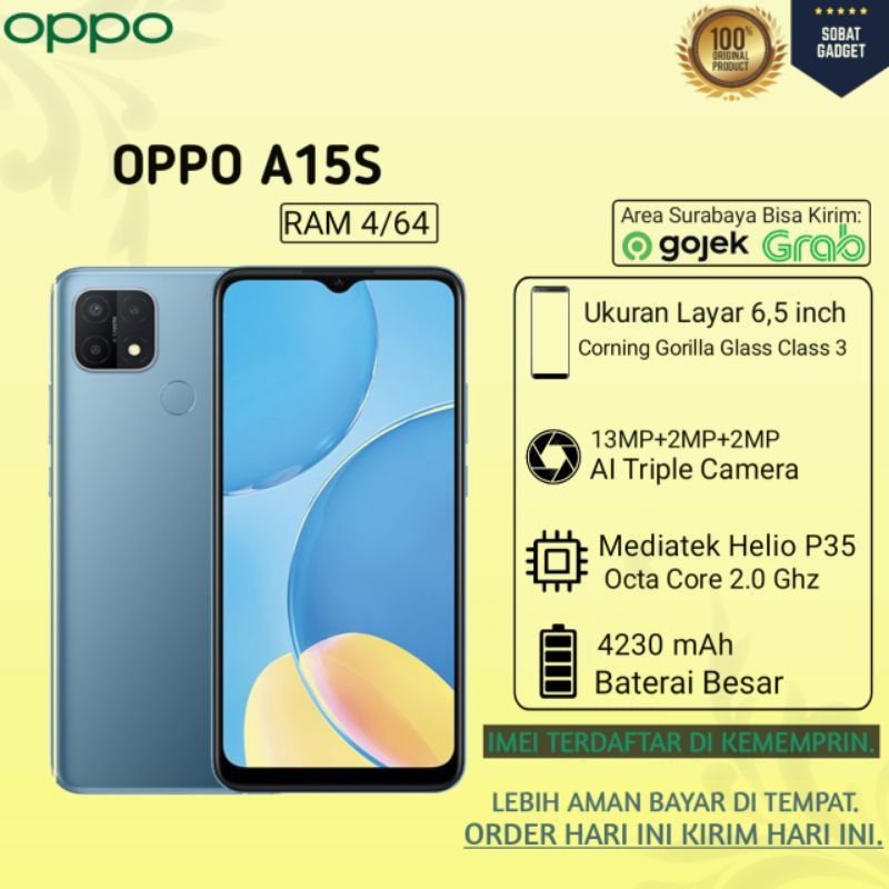 OPPO A15s RAM 4/64 100% ORIGINAL GARANSI RESMI OPPO INDONESIA