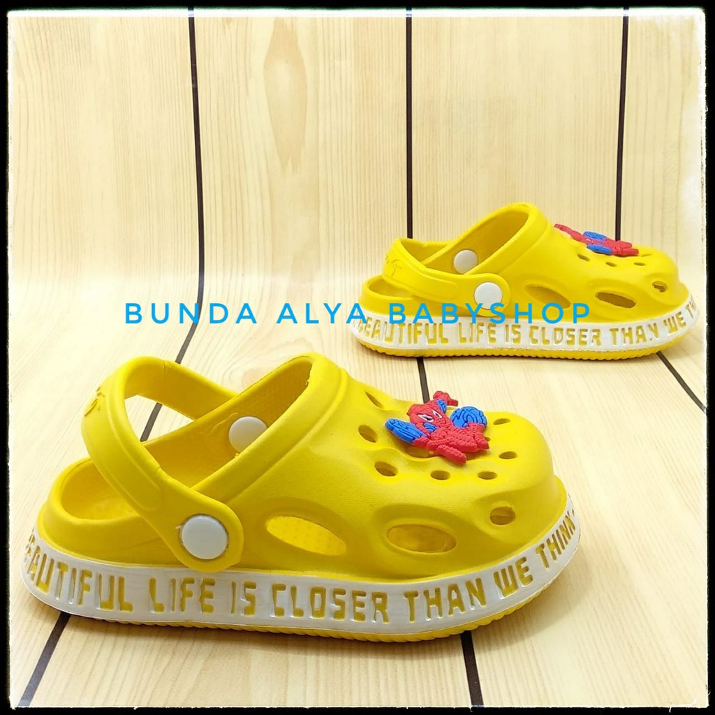 Sendal Anak Laki Laki Usia 1 2 3 4 5 Tahun KUNING Motif Kartun Karet - Sepatu Sandal Anak Cowok Karet Anti Licin Size 18 - 29