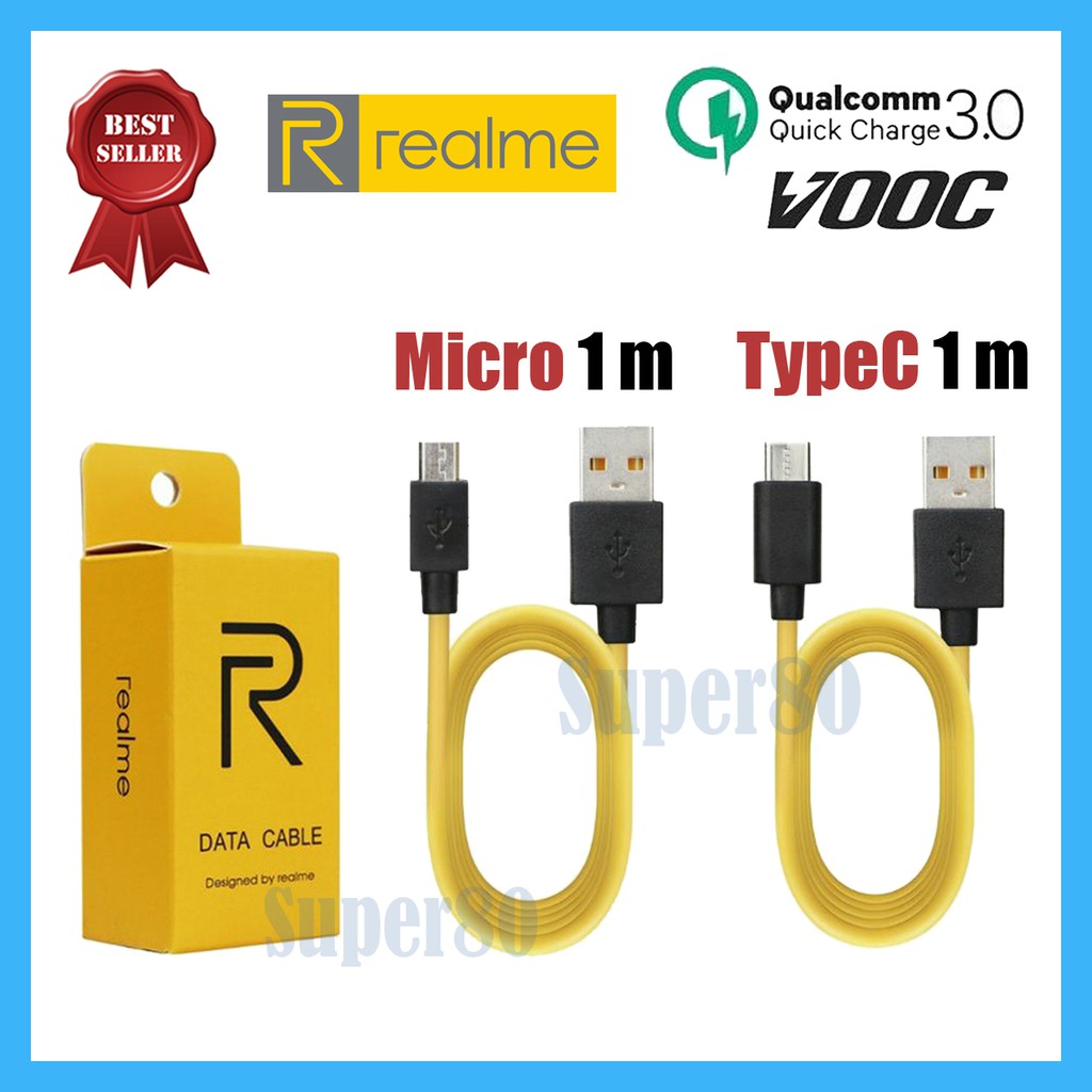 Realme USB Micro / Type C Cable Data Kabel Charger Cas Fast Charging VOOC QC 3.0