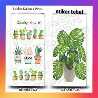 Stiker kulkas 1 pintu dan 2 pintu motif monstera 02 Stiker kulkas 1 pintu dan 2 pintu motif monstera 02