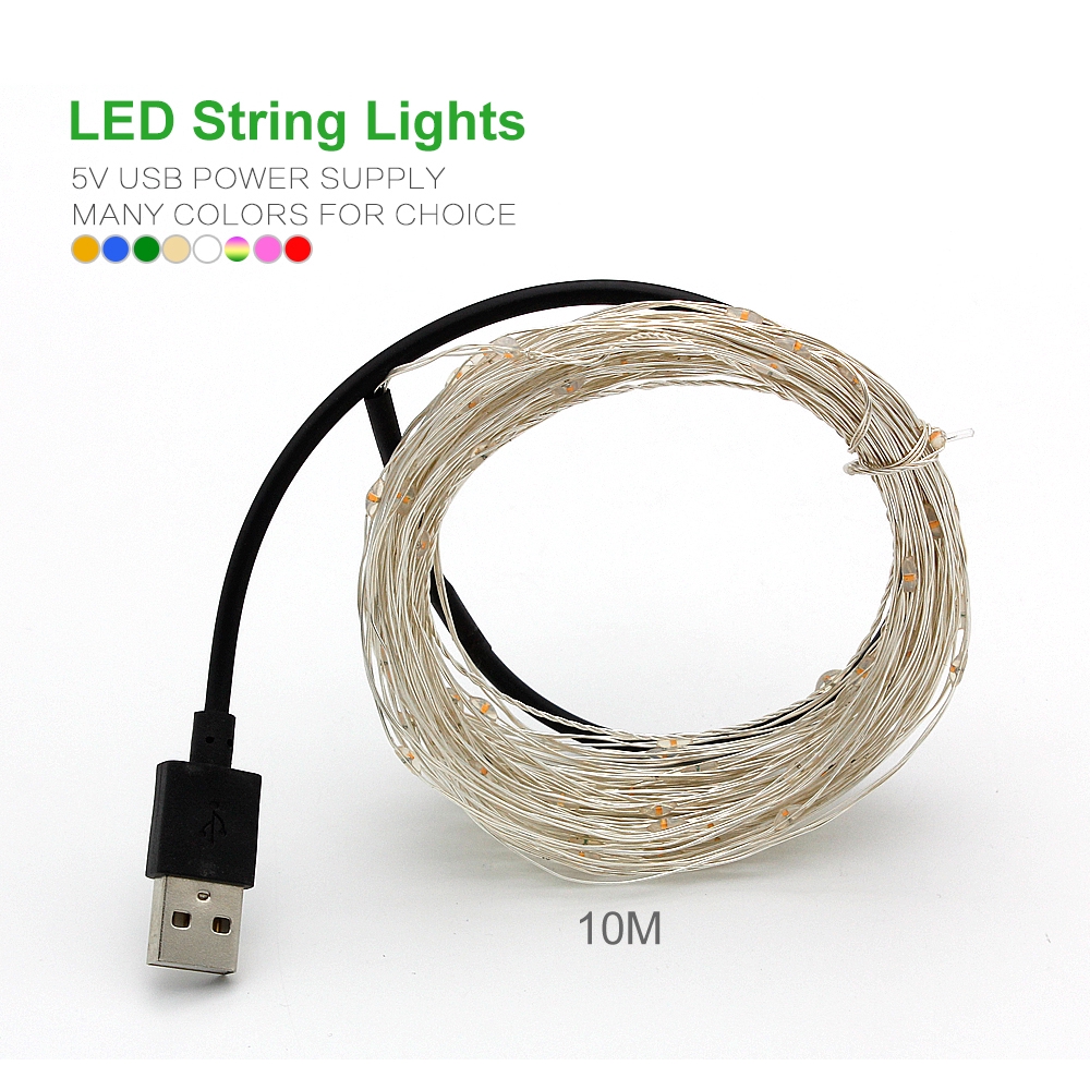 Lampu Tali Peri 100 LED Kabel Tembaga USB Panjang 10M