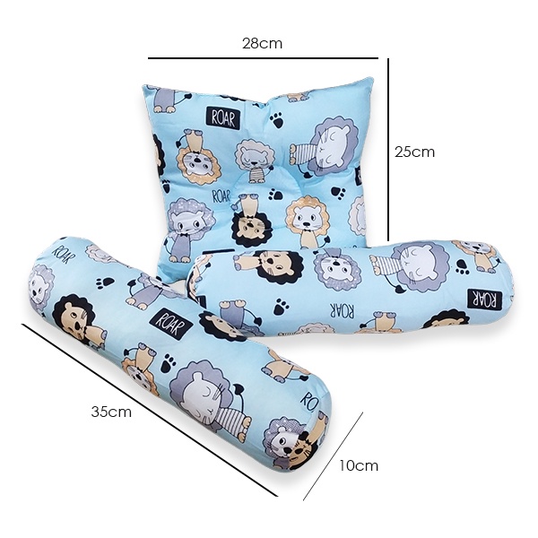 Bantal Guling Bayi Set 1 Bantal Peyang dan 2 Guling Bayi Motif Karakter