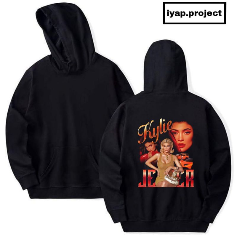 Hoodie jaket KYLIE JENNER jacket non Zipper hitam pria wanita dewasa Model Amerika tee katun baby te
