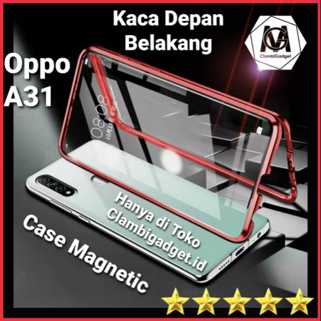 Casing Case Oppo A31 2020 Magnetic Double Side Glass Magnetik Magnet 2in1 COD Kaca Tempered Hard Cas