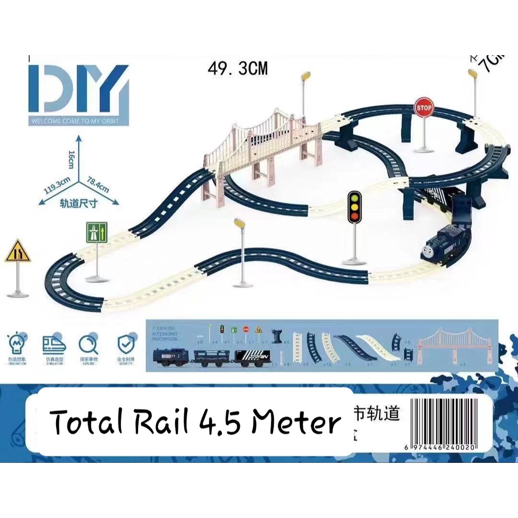 tma/Mainan Kereta Api 3 Gerbong Rail 4.5 Meter / Mainan Anak Kereta Api