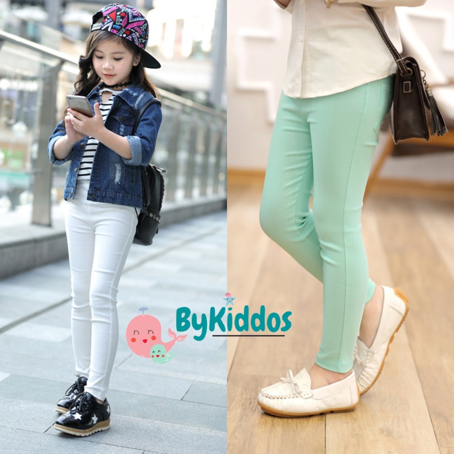 ByKiddos - Celana Legging Katun Impor Stretch Panjang Korea Anak Perempuan Import 3-9 Th