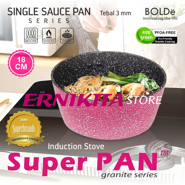 BOLDe SAUCE PAN LID BLACK PINK 18 CM - Panci Saus Penutup Kaca