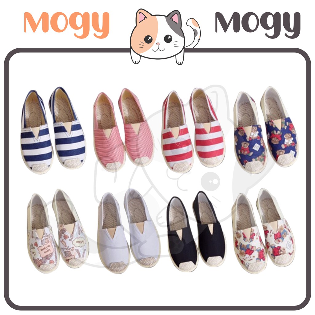 MOGYMOGY SHS007 Sepatu Flatshoes Bahan Katun Motif Pansus Shoes Woman Fashion Casual Korea Style  kode A-H