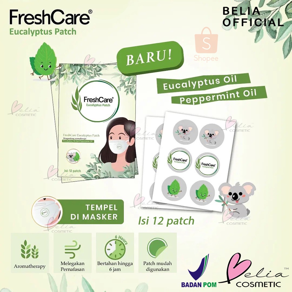 ❤ BELIA ❤ FRESHCARE Eucalyptus Patch | Isi 12 Patch | BPOM Fresh care