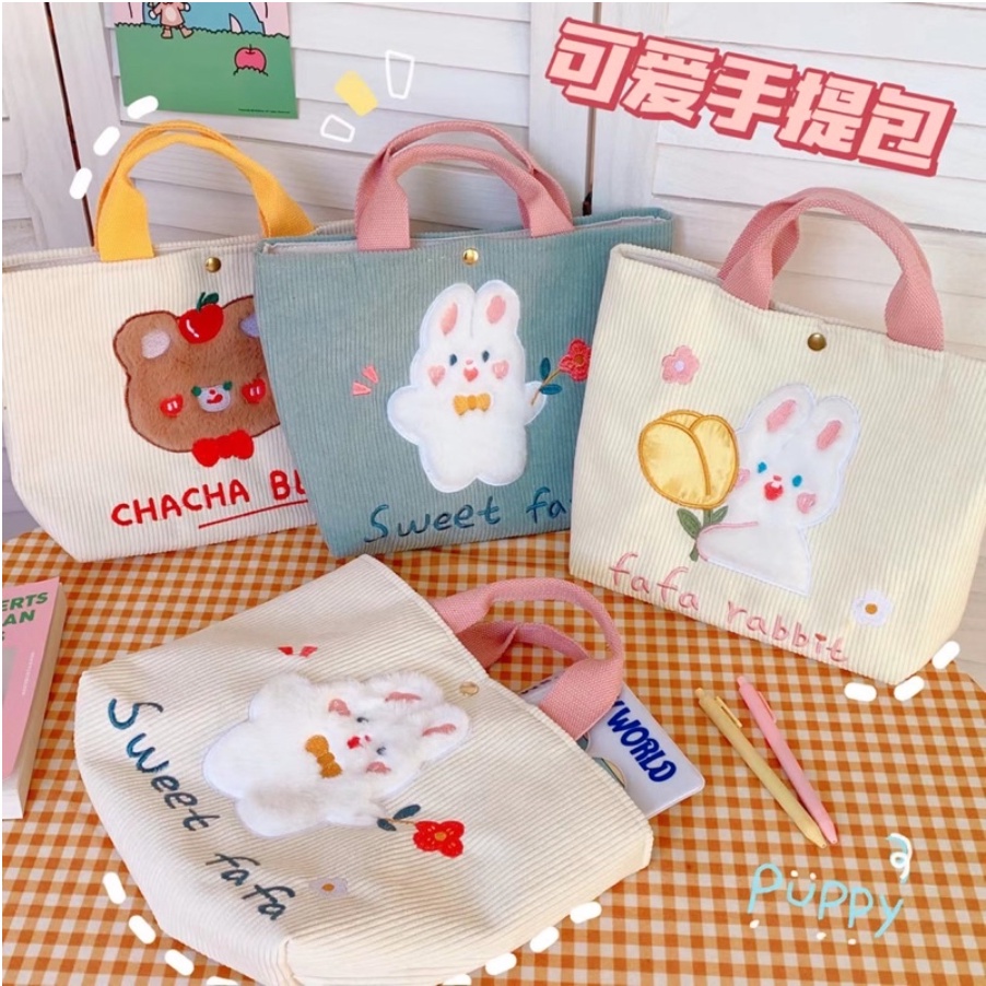 TOTEBAG KANVAS AESTHETIC KARAKTER BERUANG DAN KELINCI LUCU / TOTE BAG WANITA IMPORT QUALITY /  TOTEBAG BESAR ORIGINAL VINTAGE / BIG CANVAS BAG / CUTE TOTEBAG BEAR AND RABBIT / TAS ANAK / TAS JINJING / TAS KANVAS PIKNIK / TAS JALAN-JALAN