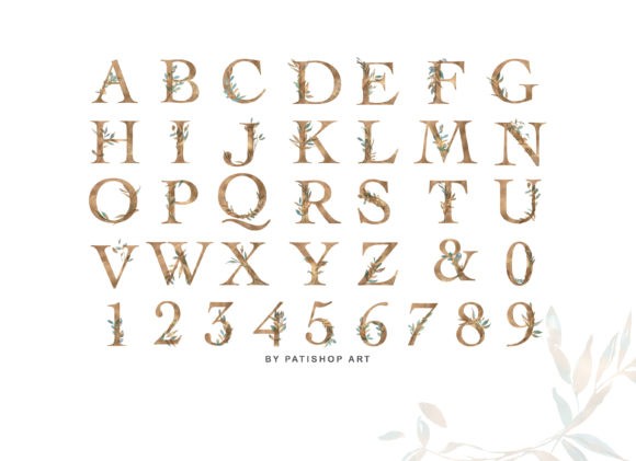 Gold Alphabet Leaf Clipart - JPEG Ultra HD