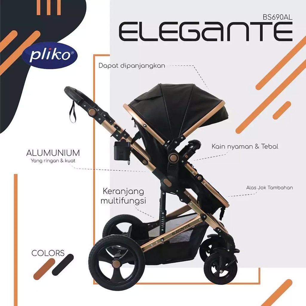 Stroller Pliko Elegante BS690AL 2in1 Kereta Bayi Reversible Handle Reversible Seat