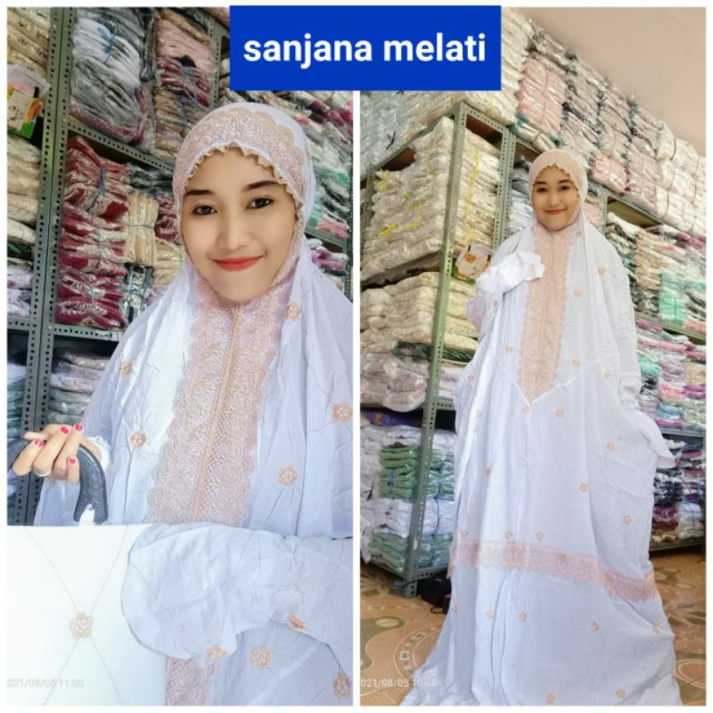 Mukena terusan rayon bordir tangkai melati