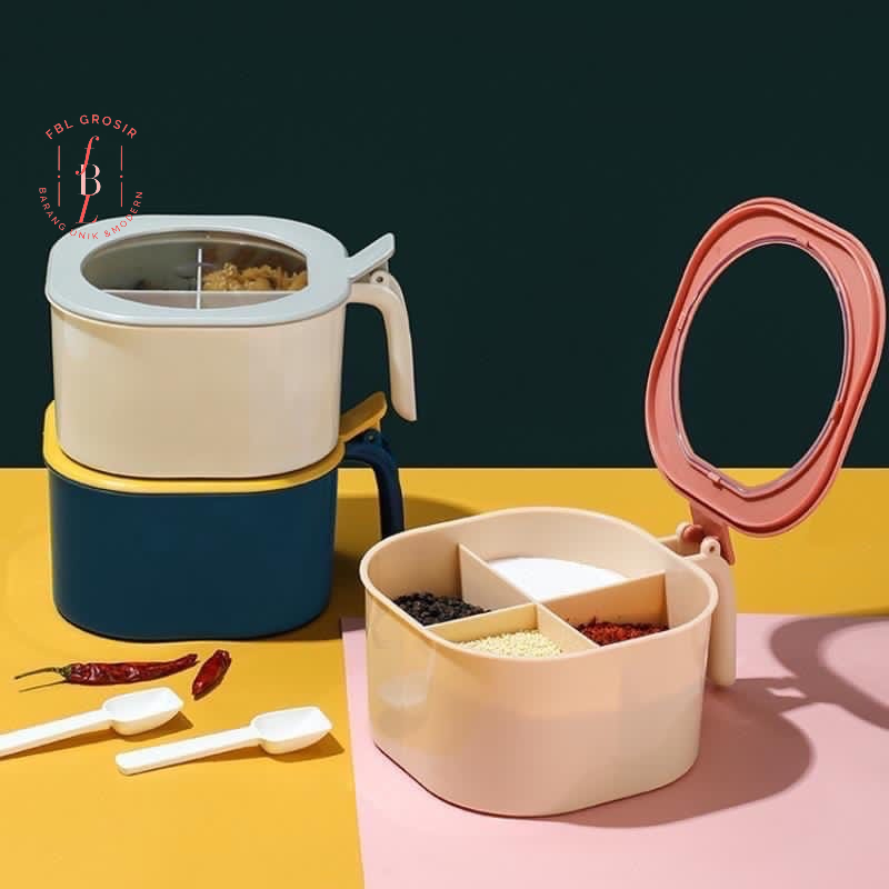 RAK BUMBU DAPUR KOTAK BUMBU 4 SEKAT TEMPAT BUMBU DAPUR FREE PACKING DUS FBL