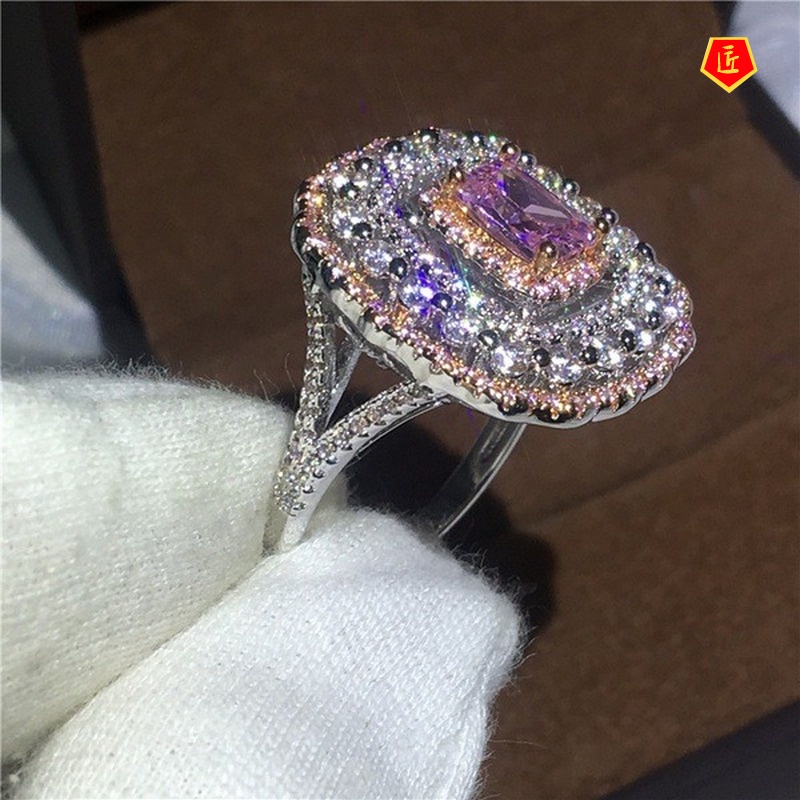 Cincin Kristal Berlian Warna Pink