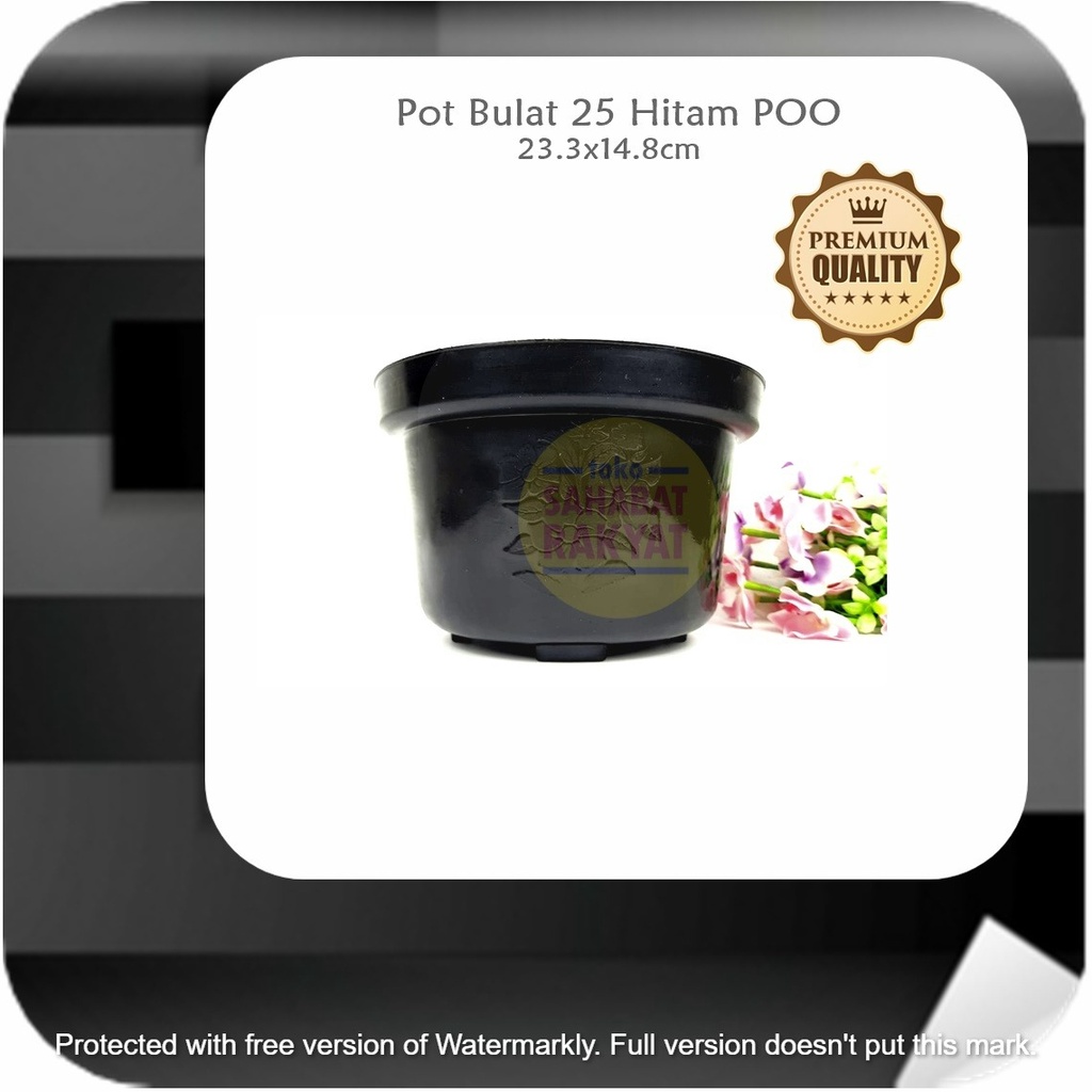 ML764Y4 Pot Bunga Bulat 25 Hitam POO