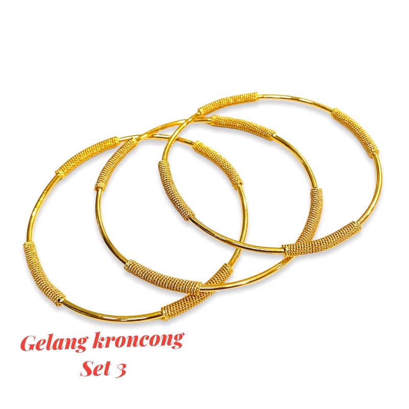 gelang wanita//gelang kroncong set 3 //perhiasan//gelang set