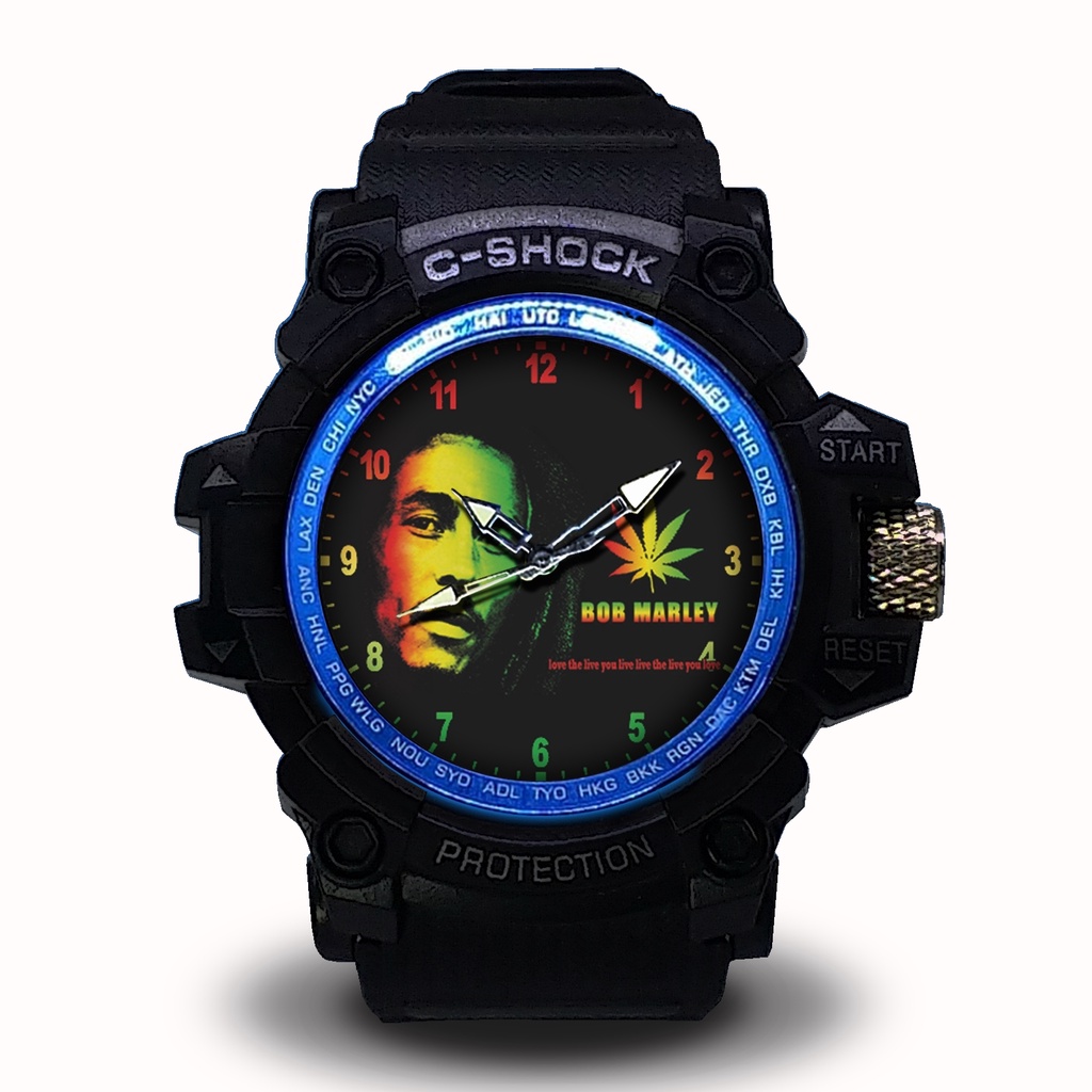 (EXCLUSIVE ) JAM TANGAN BOB MARLEY WATER RESIST FREE BOX DAN BATREI - NO.3