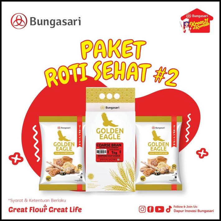 

Bungasari 2Pcs Golden Eagle Tepung 1Kg + Golden Eagle Coarse Bran 1Kg