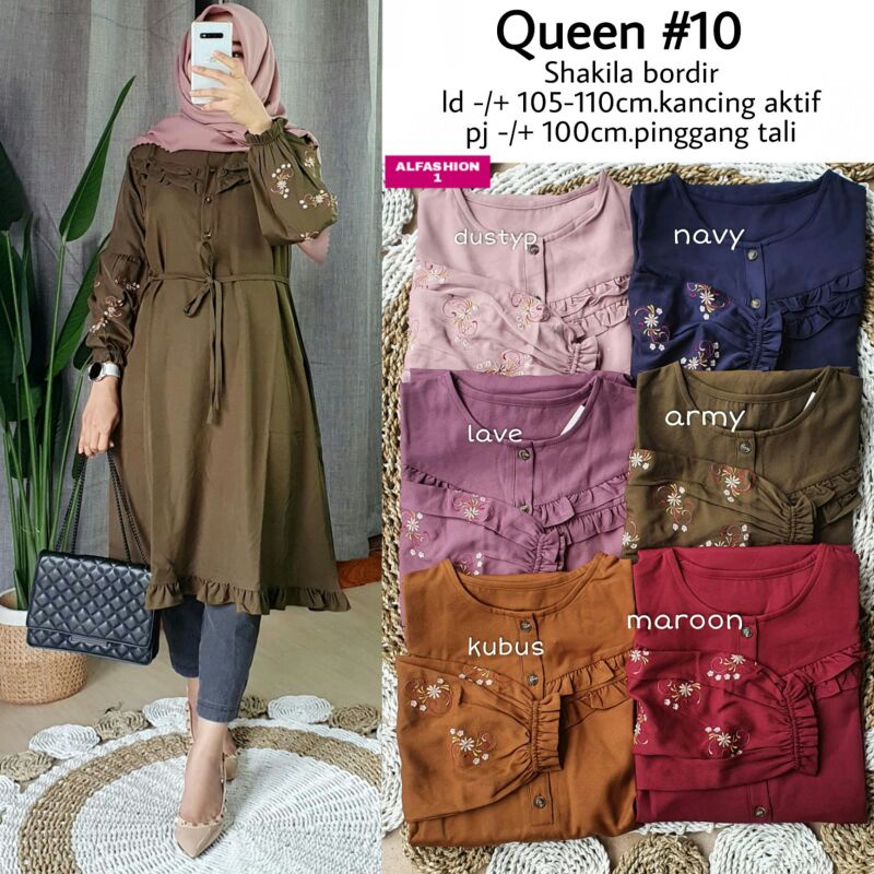 QUEEN #10 BY ALFASHION||SHAKILA BORDIR LD 105-110 KANCING AKTIF PJ 100