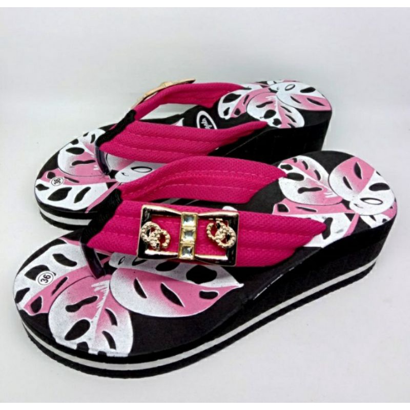 Arkn-SandaL Wedges Wanita Motip Jabol terbaru