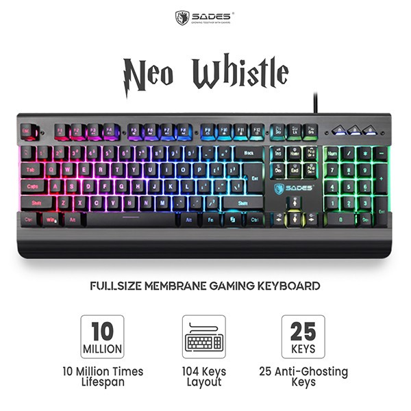 Keyboard Gaming RGB Fullsize Sades Neo Whistle