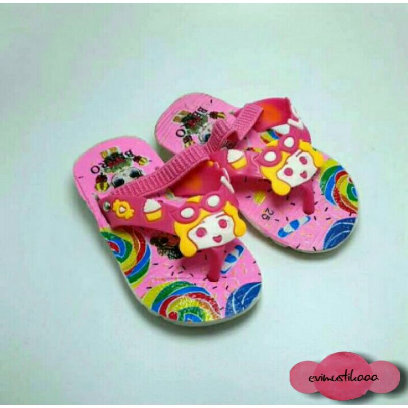 Mokaya 558 - Sendal Jepit Bunyi Cit Cit Anak Perempuan Motif LOL Dan Motif Lain Size 24 - 29