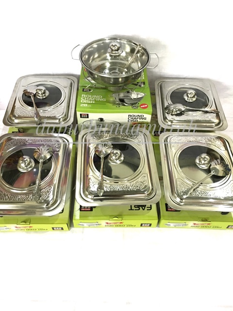 Prasmanan stainless stell setengah kaca motif batik set