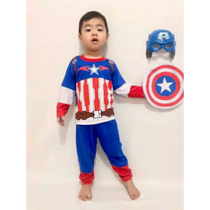 baju anak laki-laki superhero spidermen huluk captain amerika blackpenther