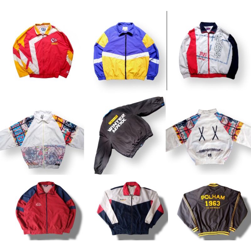 jaket vintage colorblock windbreaker