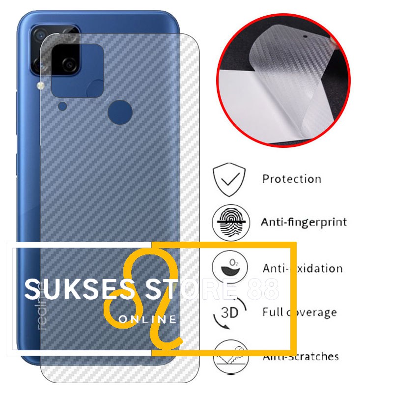Skin Carbon REALME C15 Garskin Carbon Back Sticker Carbon Anti Gores Handphone Premium