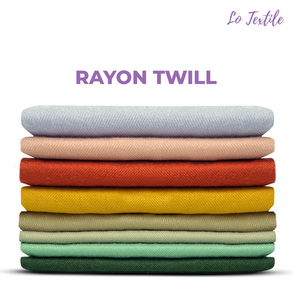 Kain Rayon Twill Premium 0.5 Meter - Bahan Kain Katun Rayon Twill Polos