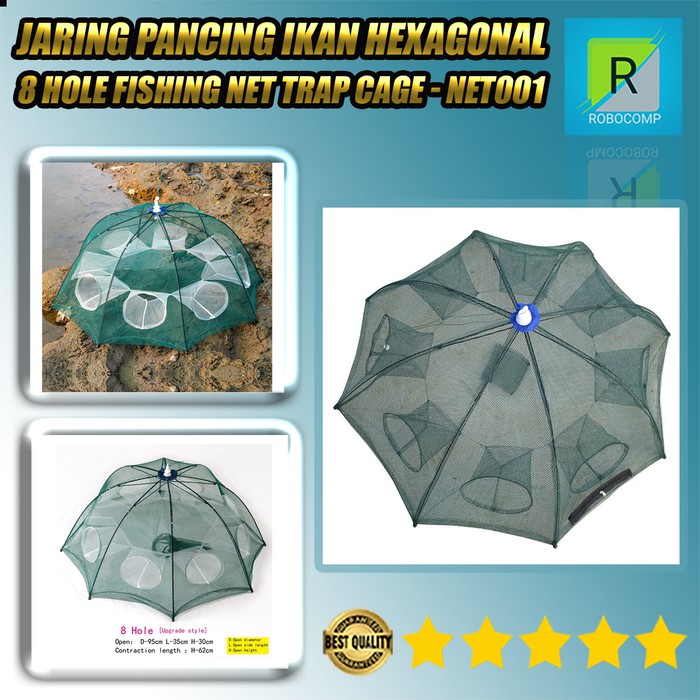 Jaring Pancing Ikan Hexagonal 8 Hole Fishing Net Trap Cage - Net001